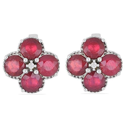 BUY GENUINE GLASS FILLED RUBY MULTI GEMSTONE EARRINGS IN 925 SILVER