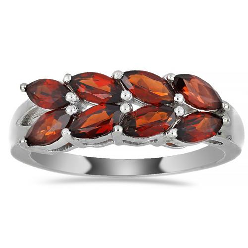 BUY 925 SILVER NATURAL GARNET GEMSTONE LEAF RING