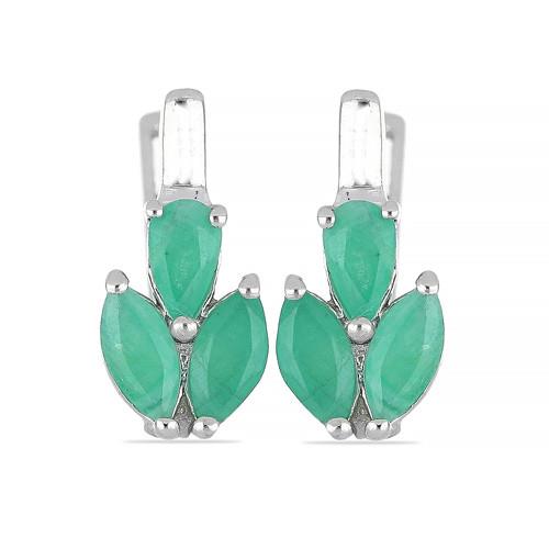 BUY EMERALD GEMSTONE EARRINGS IN STERLING SILVER