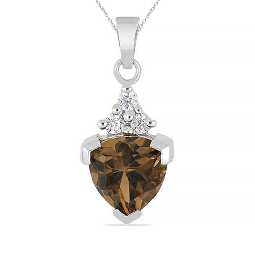 BUY 925 SILVER NATURAL SMOKY GEMSTONE CLASSIC PENDANT