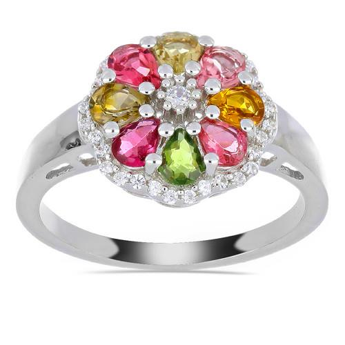 1.44 CT SRI LANKAN MULTI SAPPHIRE SILVER RINGS #VR030307