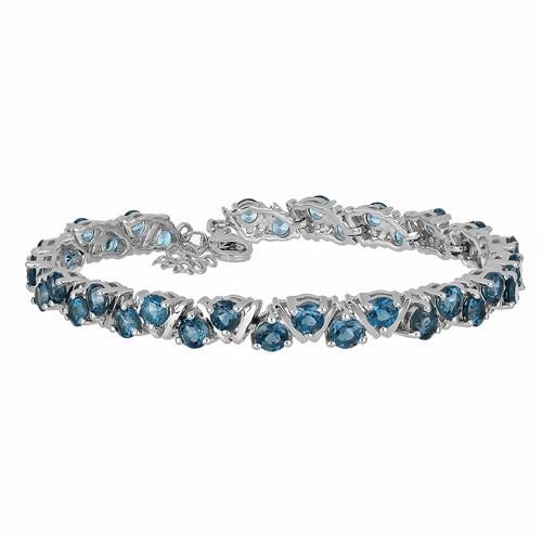 925 STERLING SILVER NATURAL LONDON BLUE TOPAZ GEMSTONE BRACELET