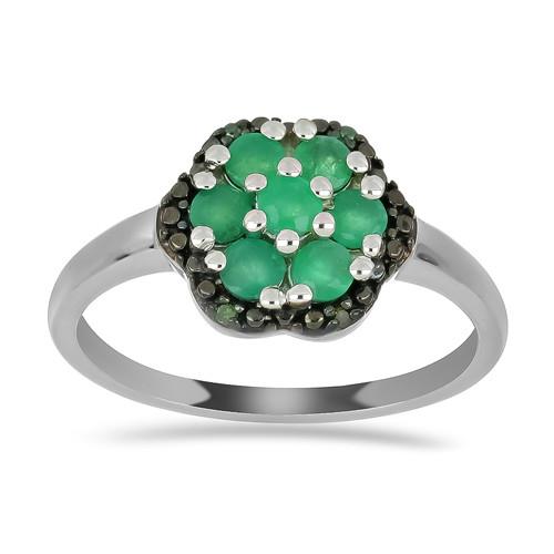 BUY 925 SILVER SAKOTA EMERALD GEMSTONE CLUSTER RING