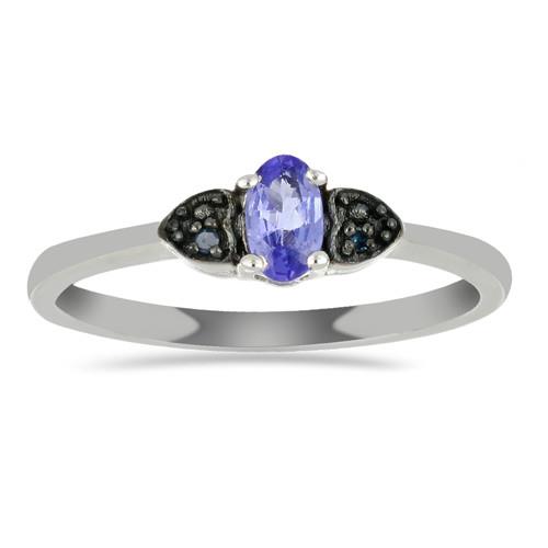 BUY STERLING SILVER NATURAL TANZANITE GEMSTONE CLASSIC  RING