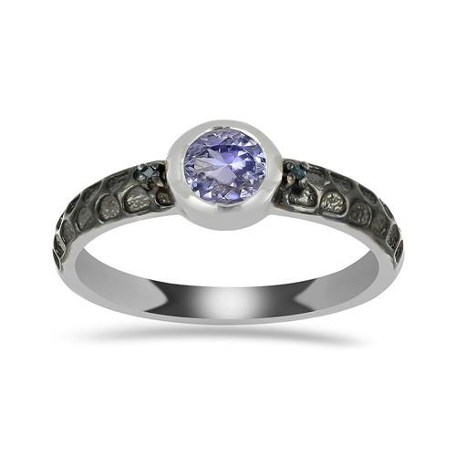 BUY NATURAL TANZANITE GEMSTONE CLASSIC RING IN 925 SILVER