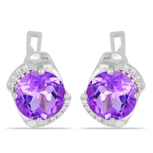 BRAZILIAN AMETHYST GEMSTONE CLASSIC EARRINGS IN STERLING SILVER