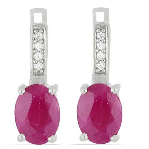 BUY 925 SILVER NATURAL RUBY GEMSTONE CLASSIC EARRINGS