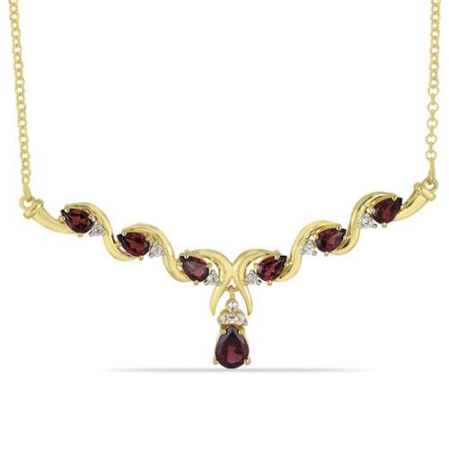 GOLD PLATED SILVER NECKLACE WITH 4.10 CT GARNET #VNECK032913