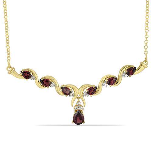 BUY STERLING SILVER GOLD PLATED NATURAL GARNET GEMSTONE NECKLACE