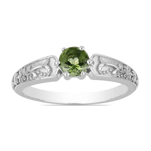 REAL MOLDAVITE GEMSTONE RING IN 925 SILVER