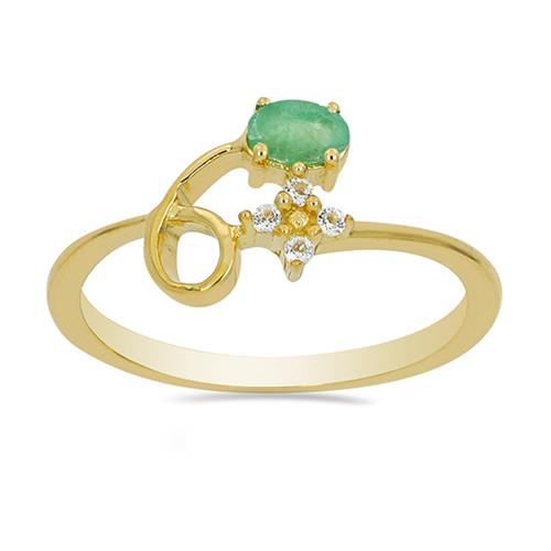 BUY STERLING SILVER NATURAL EMERALD GEMSTONE CLASSIC RING