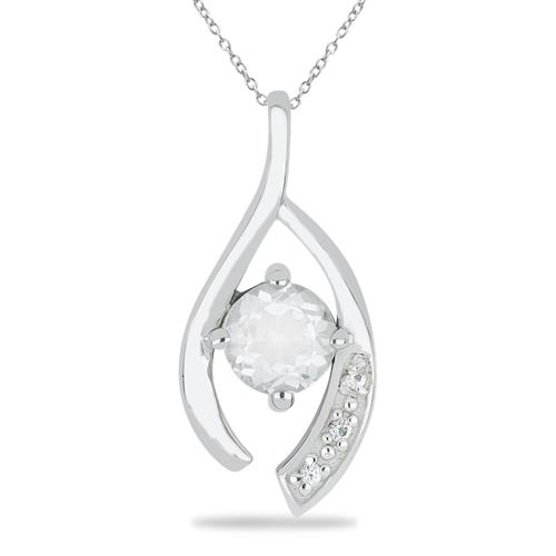 BUY 925 SILVER NATURAL AFRICAN WHITE TOPAZ GEMSTONE CLASSIC PENDANT