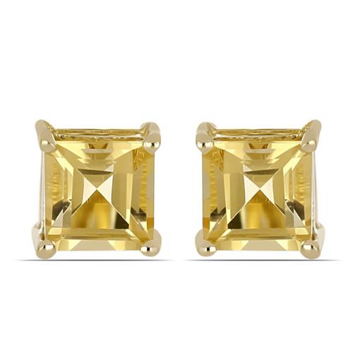 BUY REAL CITRINE SINGLE STONE EARRINGS IN 925 STERLING SILVER