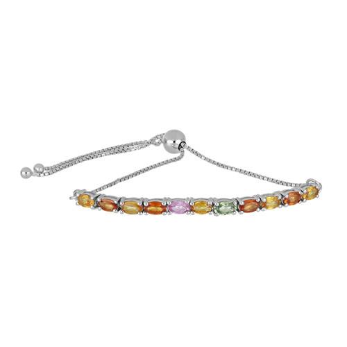 REAL MULTI SAPPHIRE GEMSTONE BRACELET IN 925 SILVER