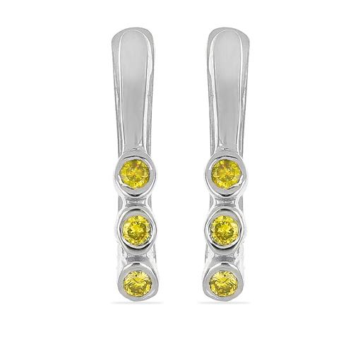 BUY 925 SILVER REAL YELLOW DIAMOND DOUBLE CUT GEMSTONE EARRINGS