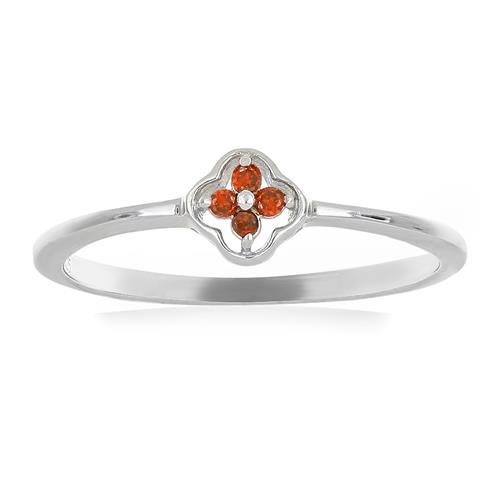 NATURAL RED DIAMOND DOUBLE CUT GEMSTONE RING IN STERLING SILVER