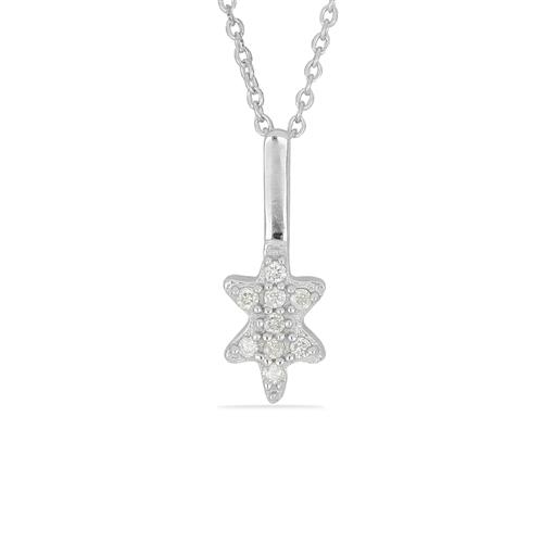 BUY WHITE DIAMOND DOUBLE CUT GEMSTONE STAR PENDANT IN 925 SILVER