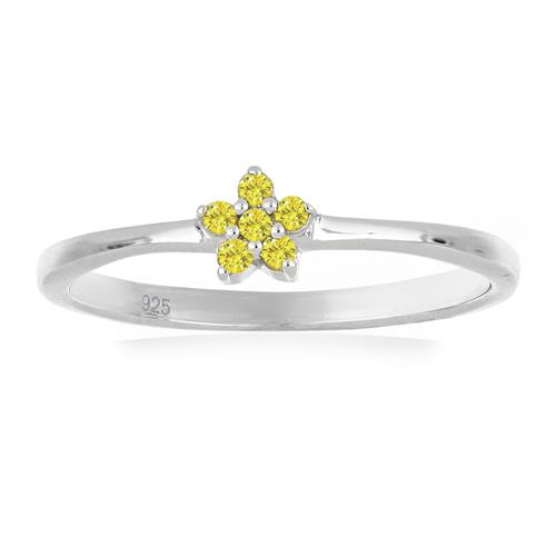 BUY 925 YELLOW DIAMOND DOUBLE CUT GEMSTONE RING IN 925 SILVER