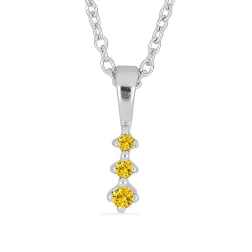 BUY NATURAL YELLOW DIAMOND DOUBLE CUT GEMSTONE PENDANT IN STERLING SILVER