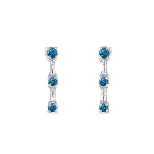 BUY STERLING SILVER BLUE DIAMOND DOUBLE CUT GEMSTONE EARRINGS