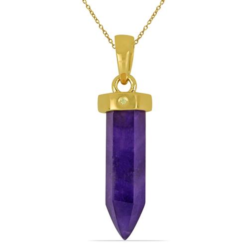 BUY 925 SILVER  BRAZILIAN AMETHYST GEMSTONE PENCIL PENDANT