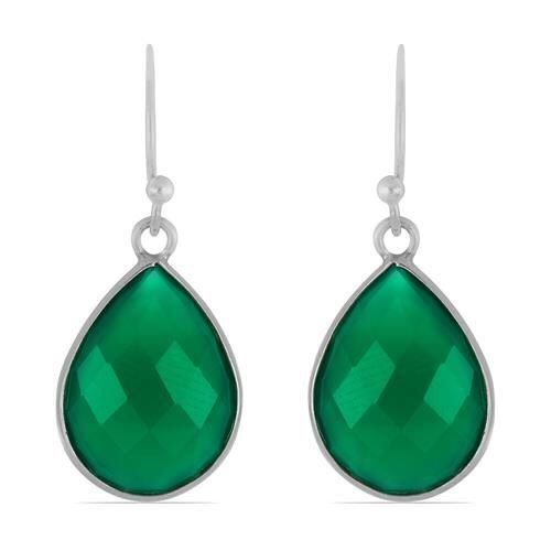 GREEN ONYX TEARDROP EARRINGS WHOLESALE | 925 SILVER DANGLE DESIGN | GREEN ONYX GEMSTONE JEWELRY SUPPLIER