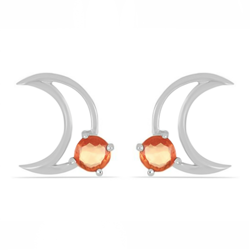 BUY REAL ORANGE SAPPHIRE GEMSTONE EARRINGS IN 925 SILVER