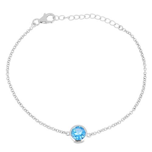 STERLING SILVER NATURAL SWISS BLUE TOPAZ GEMSTONE BRACELET