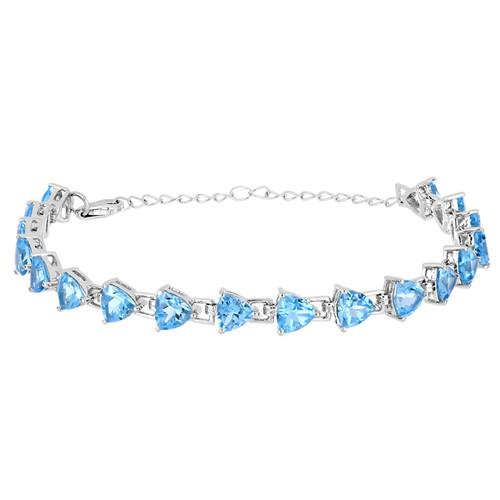 REAL SWISS BLUE TOPAZ GEMSTONE BRACELET IN 925 SILVER