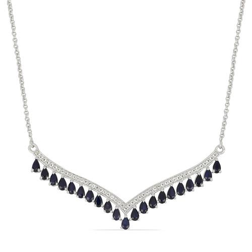 BUY NATURAL BLUE SAPPHIRE GEMSTONE NECKLACE IN 925 SILVER