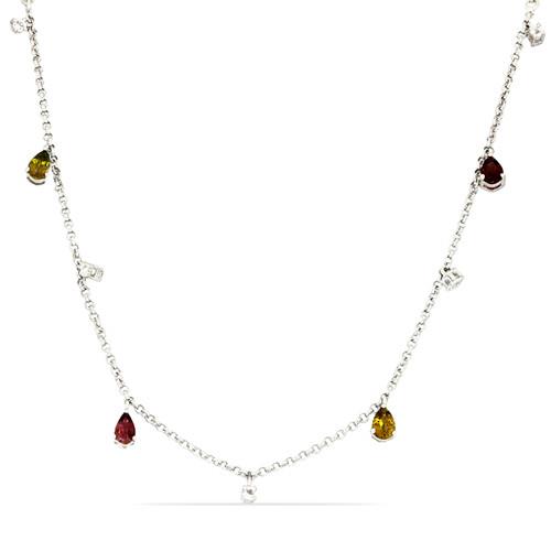 BUY 925 SILVER NATURAL MULTI TOURMALINE GEMSTONE NECKLACE