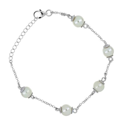 925 STERLING SILVER NATURAL WHITE FRESH WATER PEARL GEMSTONE BRACELET