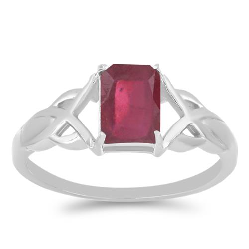 BUY 925 STERLING SILVER GLASS FILLED RUBY GEMSTONE RING