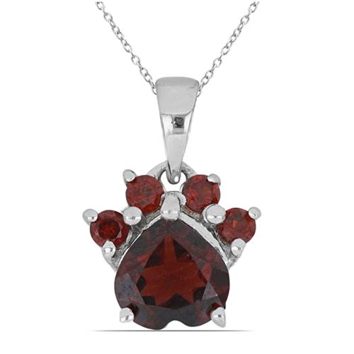 BUY 925 SILVER NATURAL GARNET GEMSTONE DOG PAW PENDANT 