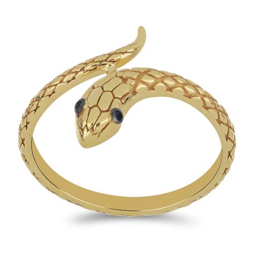 BUY NATURAL BLACK SPINEL GEMSTONE SNAKE RING IN 925 SILVER 