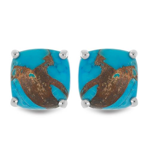 BUY 925 SILVER EGYPTIAN TURQUOISE (SYNTHETIC) GEMSTONE CLASSIC EARRINGS 