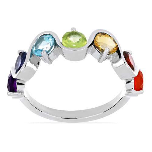 BUY NATURAL CHAKRA STONES RING IN 925 SILVER 