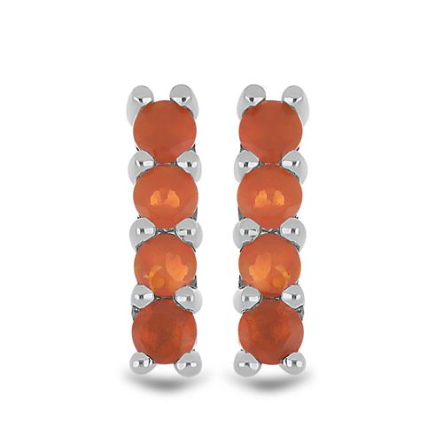 BUY 925 SILVER NATURAL ORANGE ETHIOPIAN OPAL GEMSTONE  EARRINGS