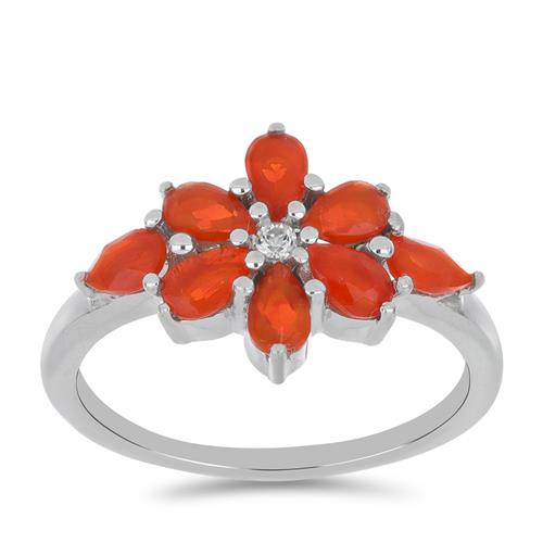 BUY STERLING SILVER ORANGE KYANITE GEMSTONE FLORAL RING 