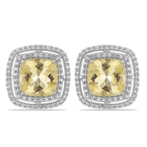 BUY STERLING SILVER NATURAL CITRINE WITH WHITE ZIRCON GEMSTONE EARRINGS 