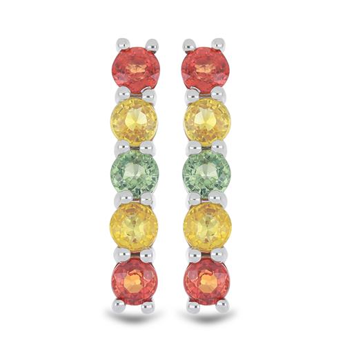 BUY STERLING SILVER NATURAL MULTI SAPPHIRE GEMSTONE EARRINGS 