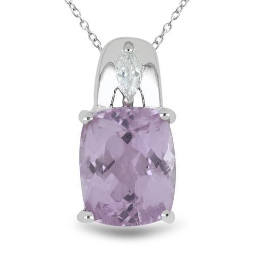 BUY STERLING SILVER BRAZILIAN AMETHYST WITH WHITE ZIRCON GEMSTONE BIG STONE  PENDANT