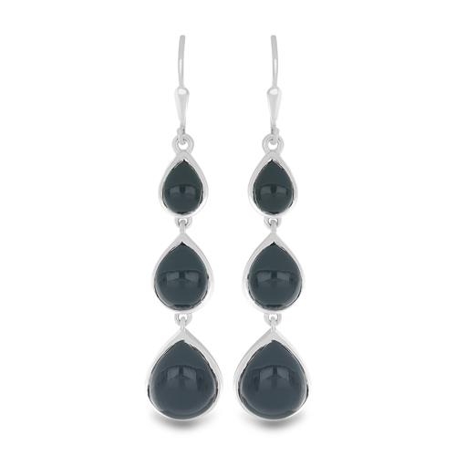 BUY STERLING SILVER NATURAL BLACK ONYX GEMSTONE EARRINGS 