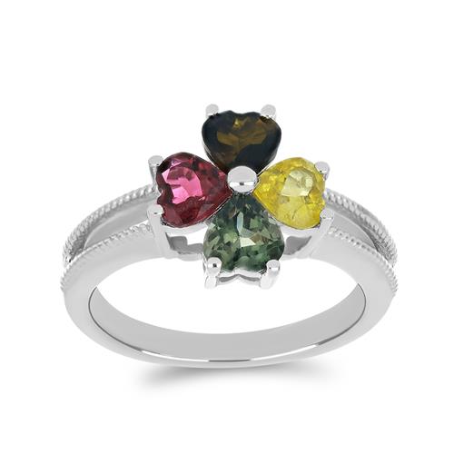 BUY MULTI TOURMALINE GEMSTONE RING IN 925 SILVER 