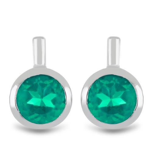 BUY STERLING SILVER NATURAL GREEN ONYX SINGLE STONE EARRINGS