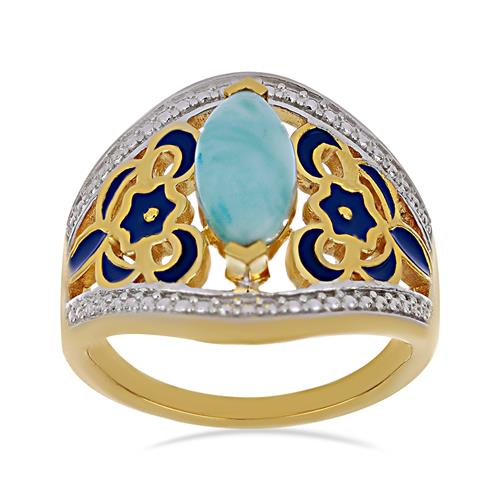 BUY 925 SILVER NATURAL TURQUOISE  GEMSTONE ENAMEL RING 