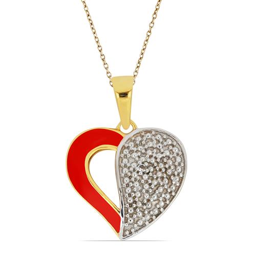 BUY STERLING SILVER AFRICAN WHITE TOPAZ GEMSTONE HEART DESIGN ENAMEL PENDANT 