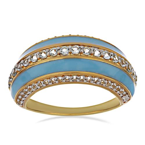 BUY 925 SILVER NATURAL SKY BLUE TOPAZ GEMSTONE ENAMEL  RING 