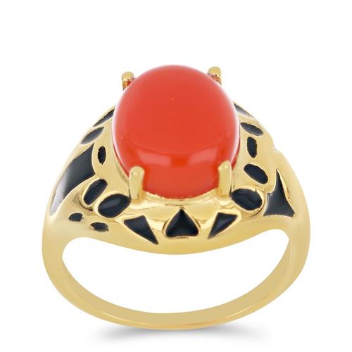 BUY 925 SILVER NATURAL CARNELIAN GEMSTONE ENAMEL RING 