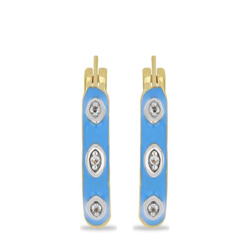 BUY 925 SILVER AFRICAN WHITE TOPAZ GEMSTONE UNIQUE ENAMEL EARRINGS 